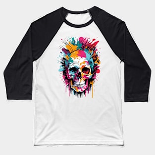 Skull Art Colourful - Skull and Bones Baseball T-Shirt